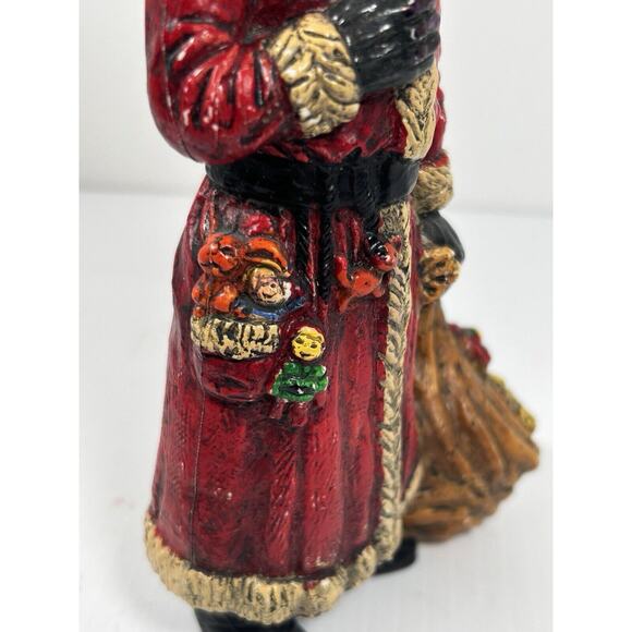 Vtg 8.5" Plastic Santa Claus W/Toy Sack Blow Mold Tabletop Ornament Rosy Cheeks - Picture 5 of 9